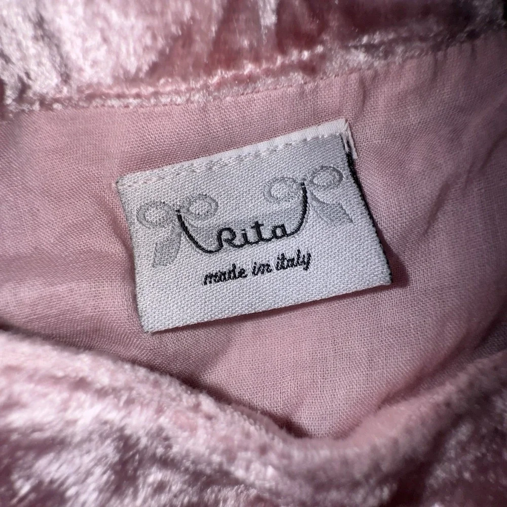 Women's Small‎ Pink Crushed Velvet Skirt Beaded Tulle Made In Italy Knee Length